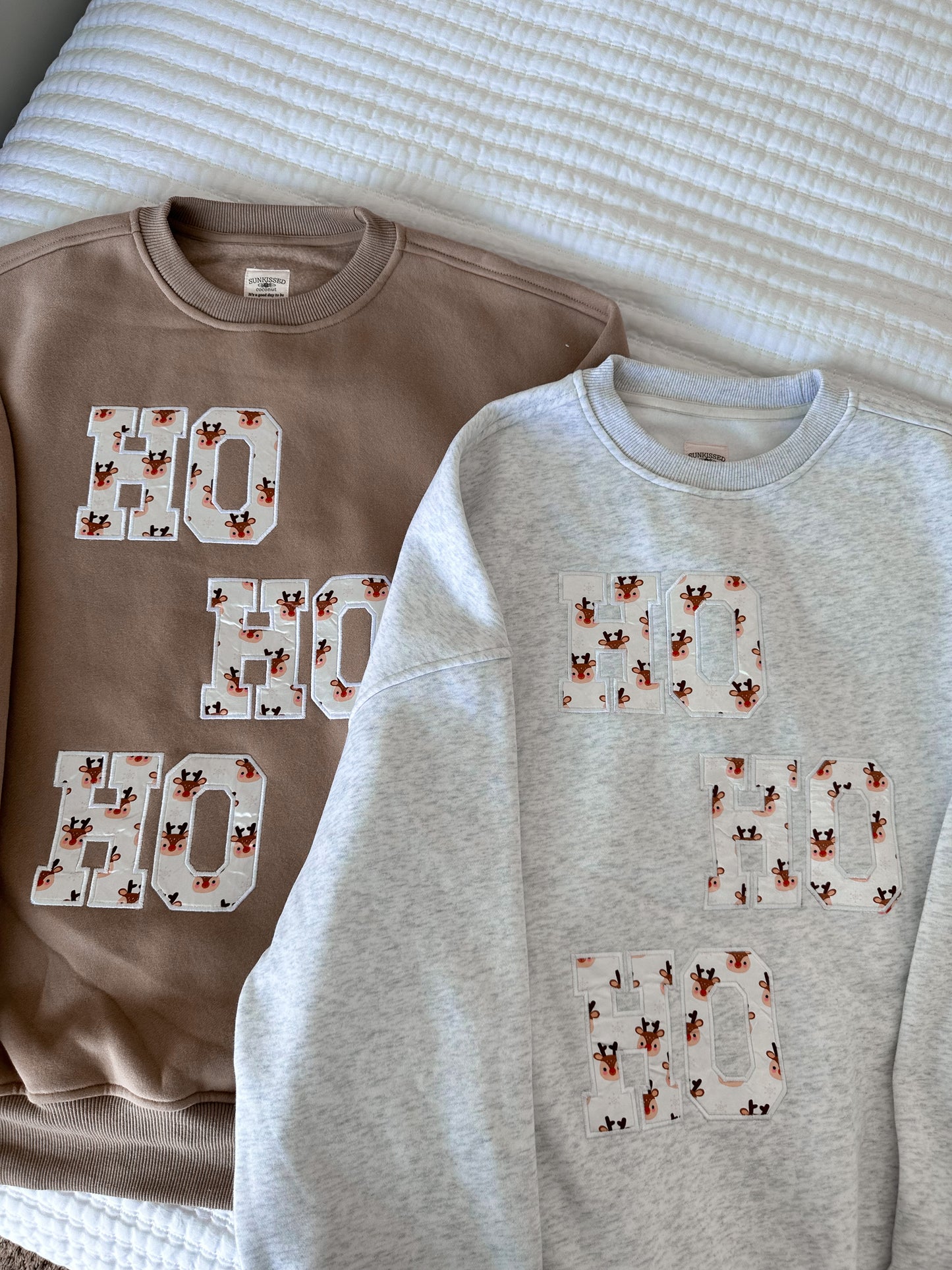 HO HO HO REINDEER CHRISTMAS EMBROIDER SWEATSHIRT