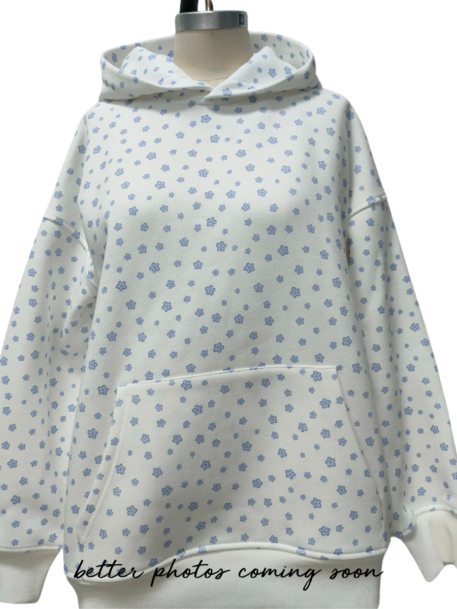 TRADESHOW White Lilo Blue Floral Hoodie