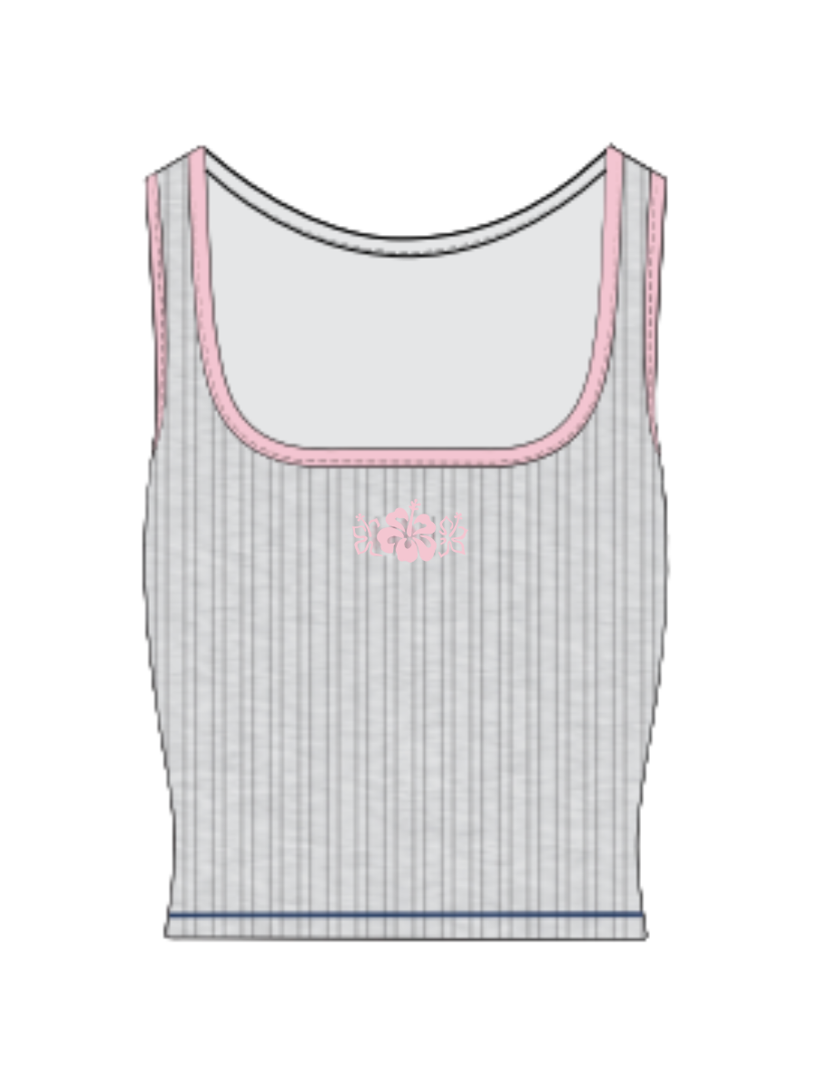 Lounge Jersey Knit Hibiscus Embroider Tanktop