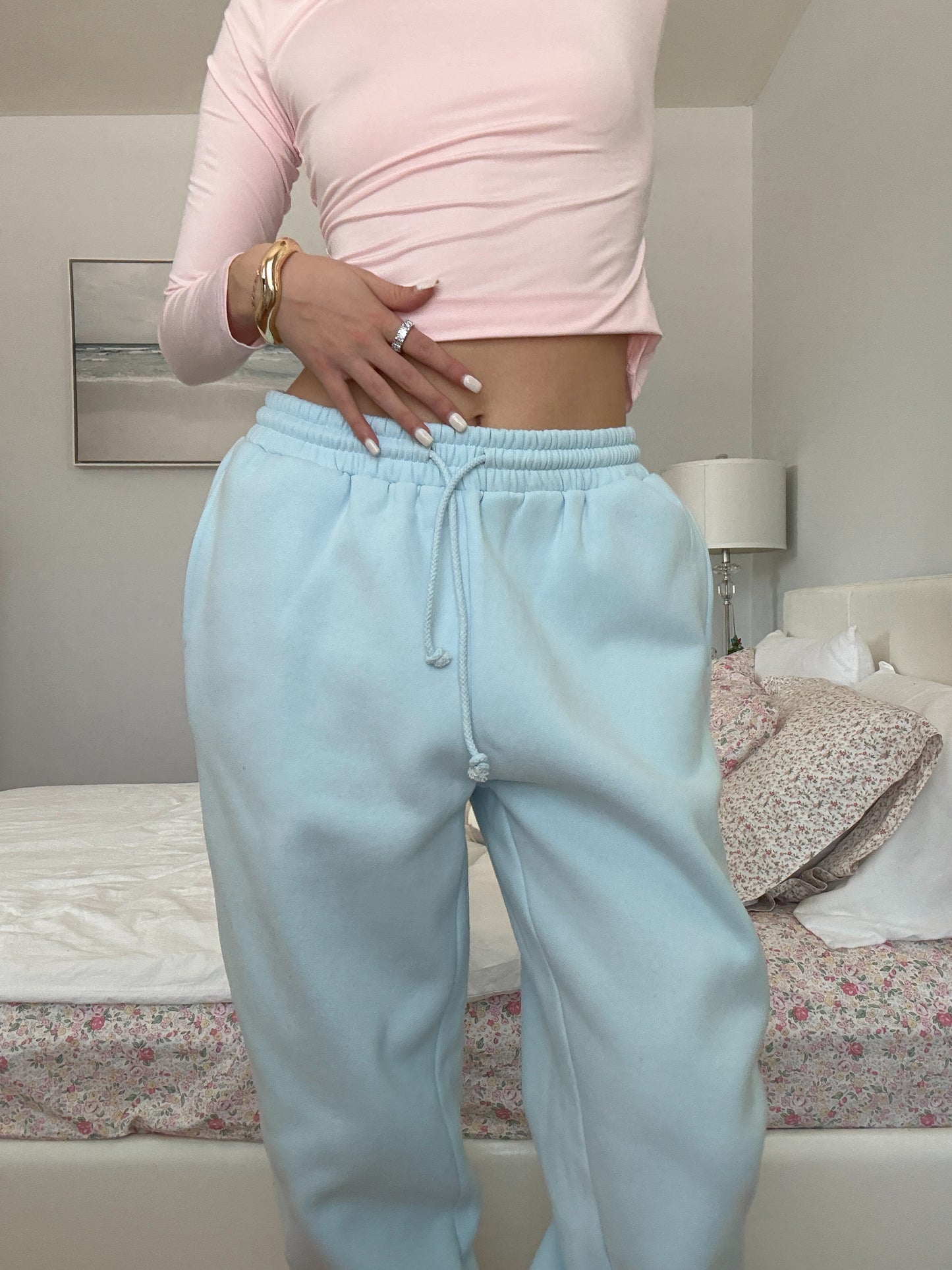 Icy Blue Basic Blank Jogger Sweatpants