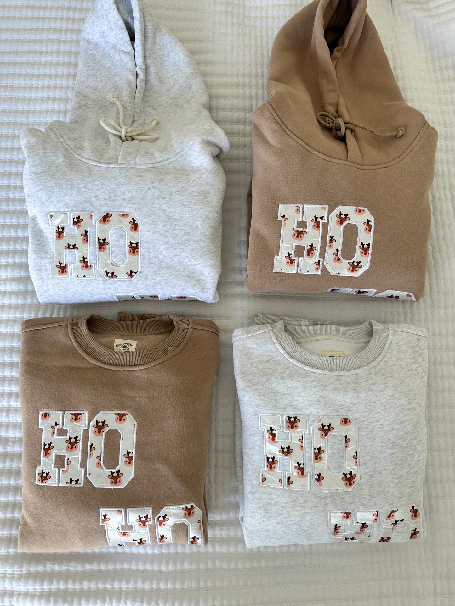 HO HO HO REINDEER CHRISTMAS EMBROIDER SWEATSHIRT