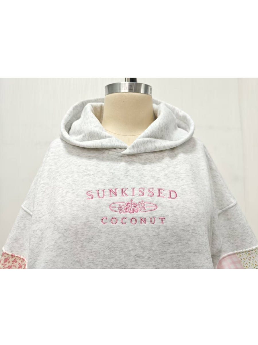Sunkissedcoconut Logo Quilted Pastel Embroidered Hoodie