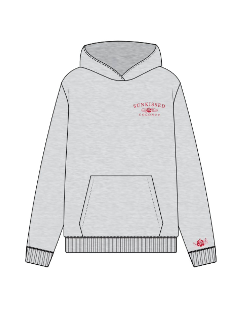 Pearl Grey Hibiscus Flowers Hoodie