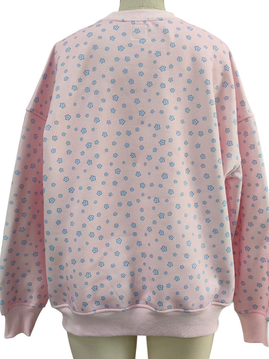 Light Pink Lilo Blue Floral Sweatshirt