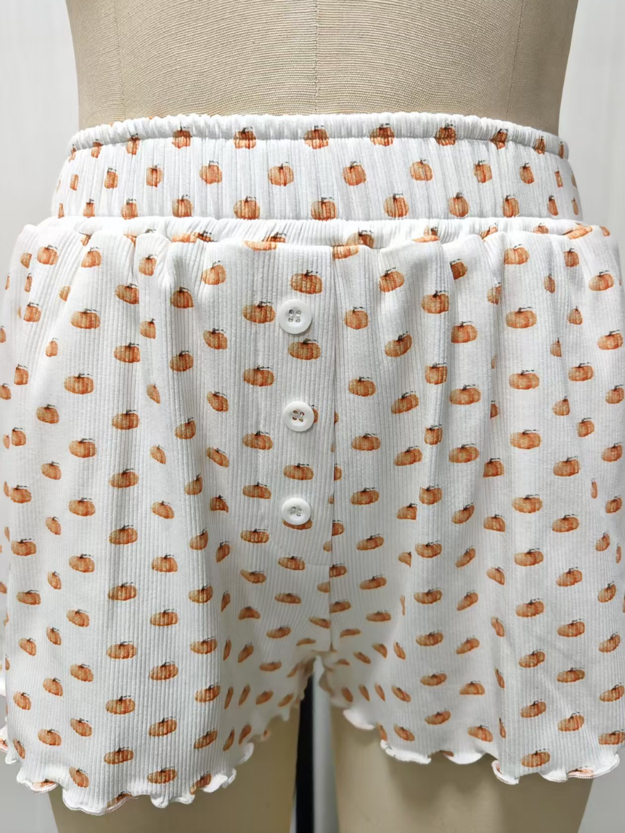 TRADESHOW Pumpkin Fall Autumn Pajama Shorts