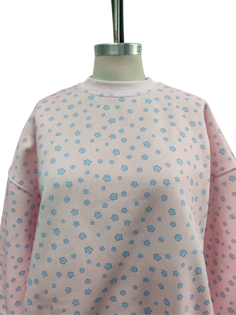 Light Pink Lilo Blue Floral Sweatshirt
