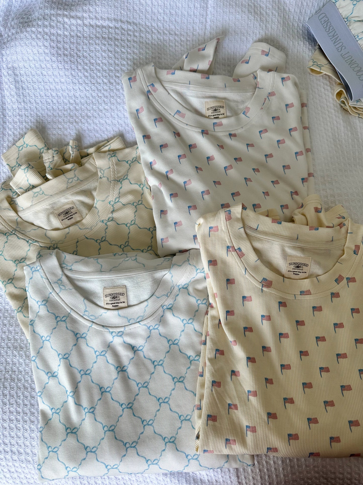 Pale Yellow American Flag Pajama Pattern Shorts