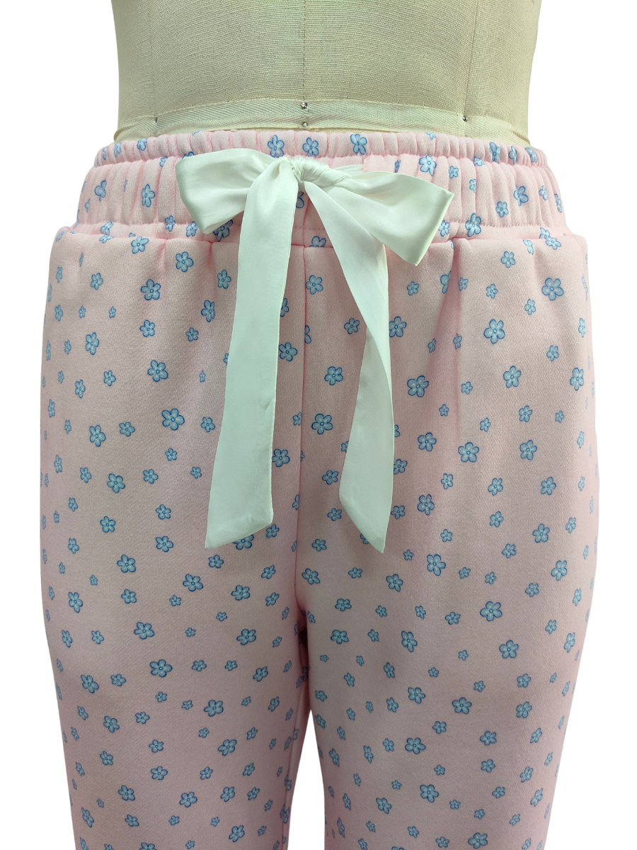 Light Pink Lilo Blue Floral Joggers