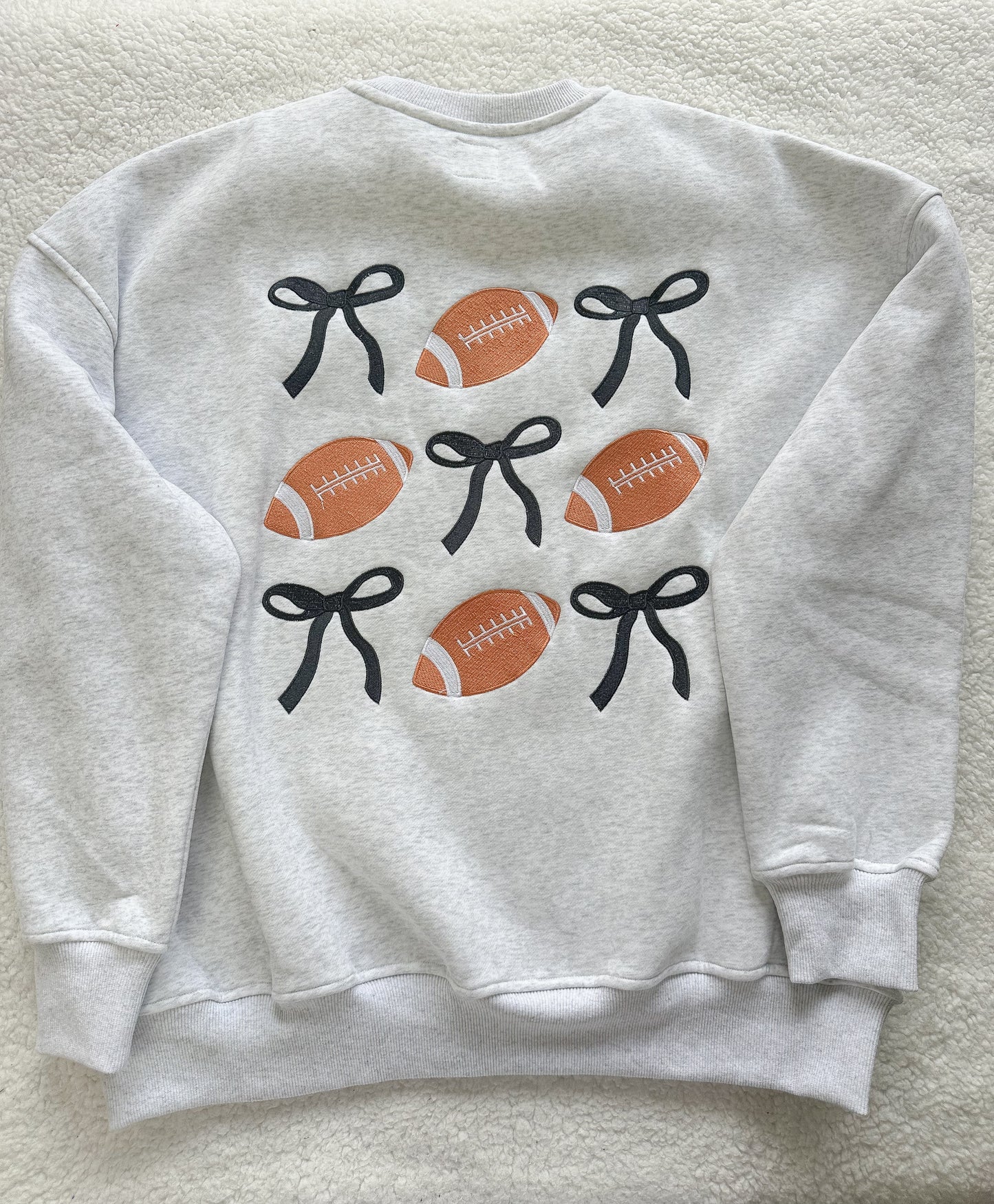 Game Day Embroider Football Bows Sweatshirt