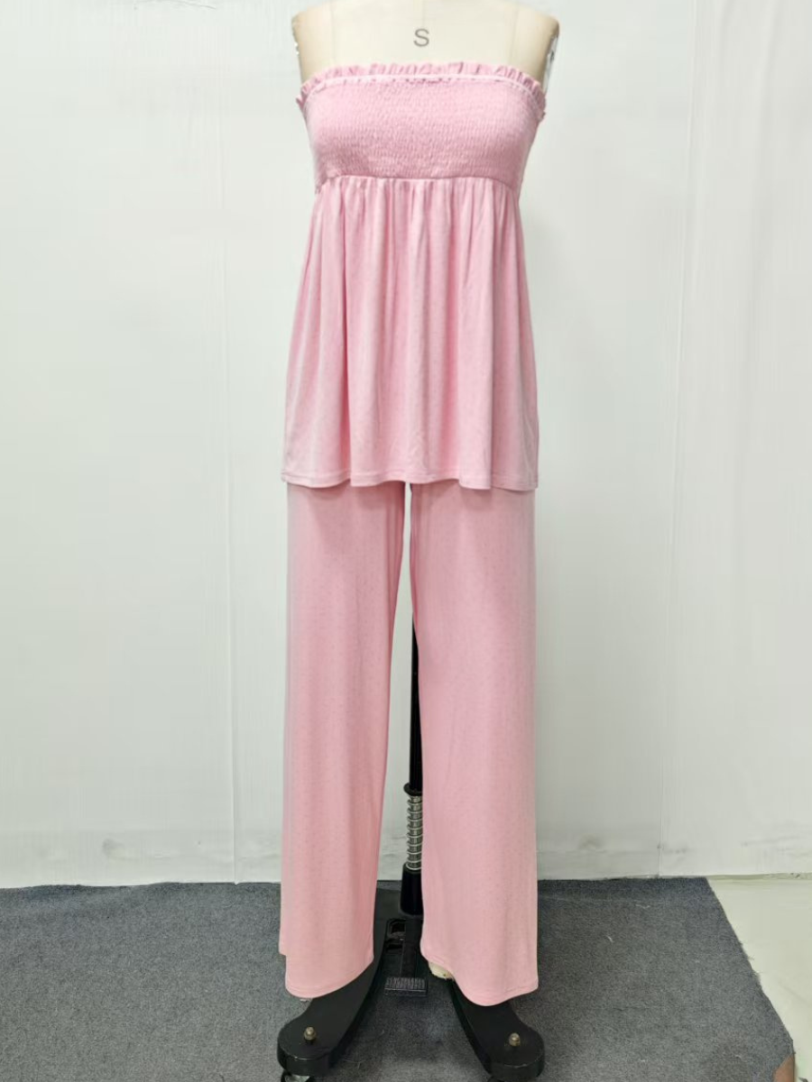 Pollka Dot Flowy Tube Top Set