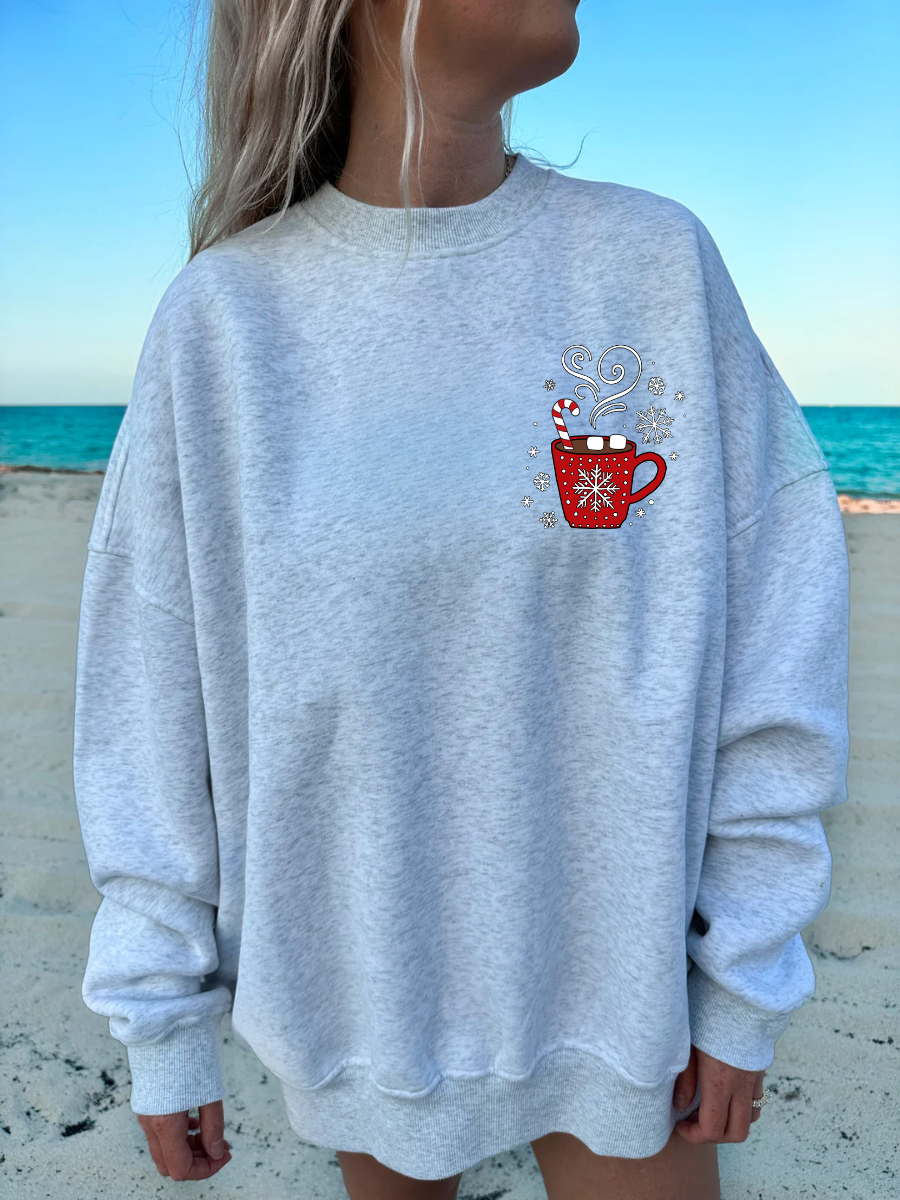Hot Chocolate Recipe Christmas Embroider Sweatshirt