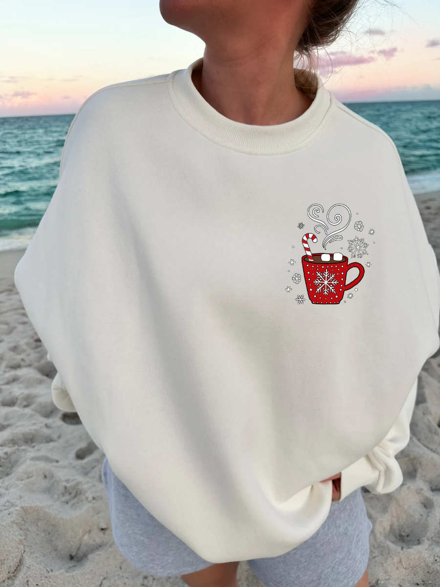 Hot Chocolate Recipe Christmas Embroider Sweatshirt