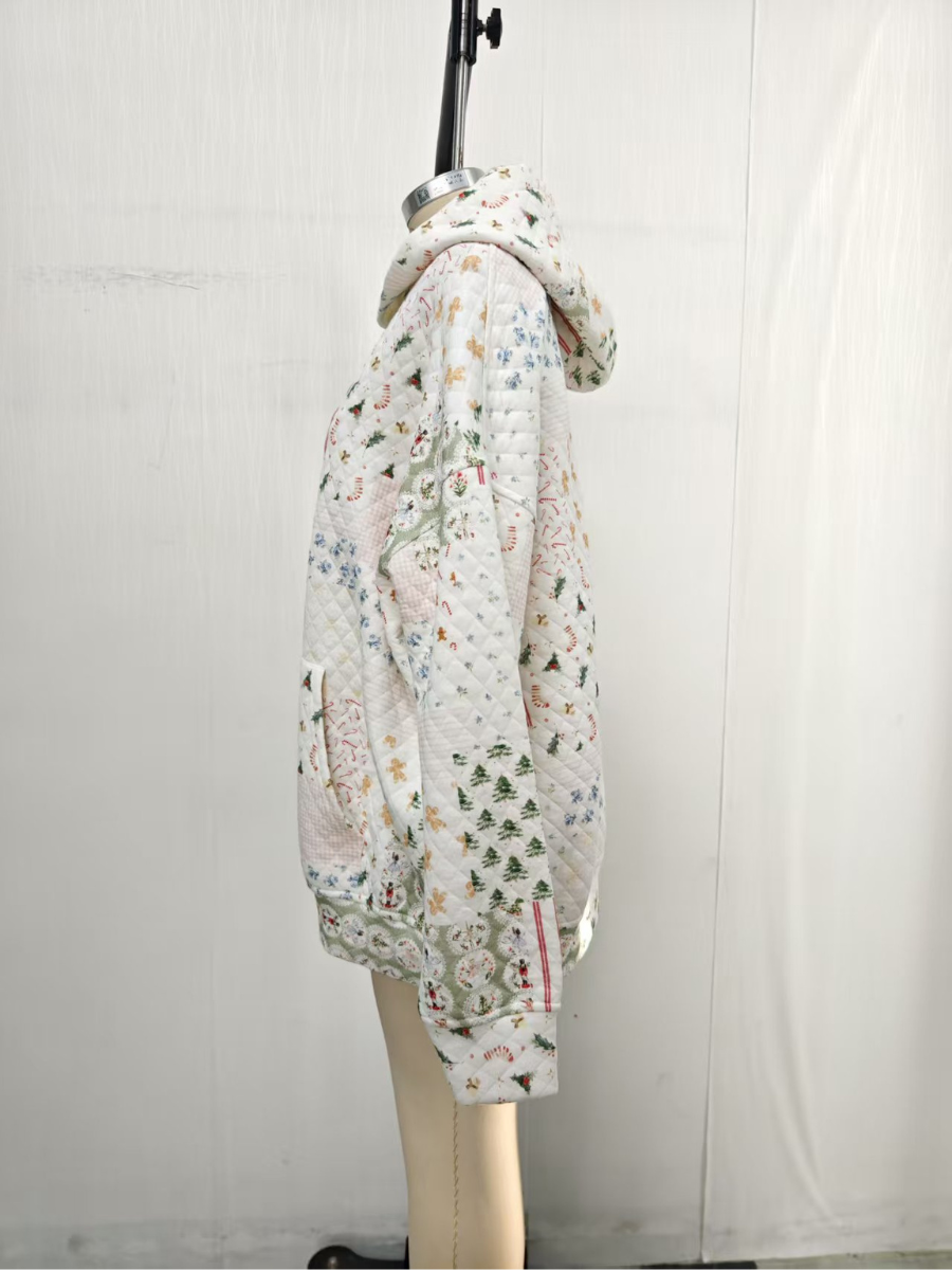 Christmas Holiday Quilted Hoodie