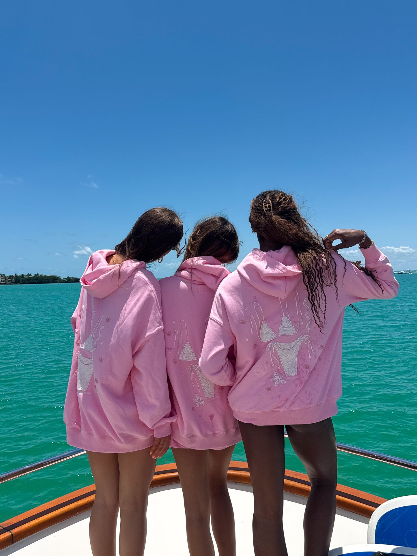 Lottie Pink Bikini Beaded Ocean Hoodie 100% Cotton
