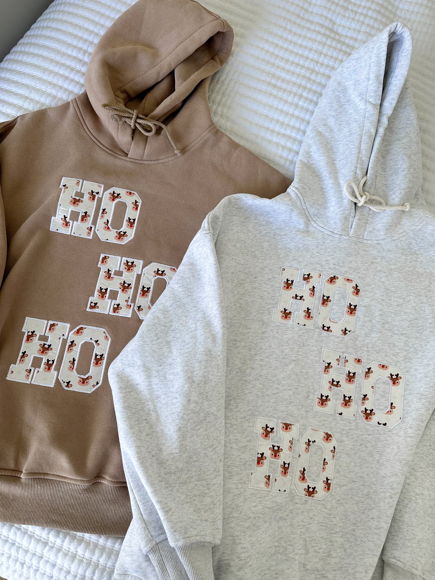 HO HO HO REINDEER CHRISTMAS EMBROIDER HOODIE