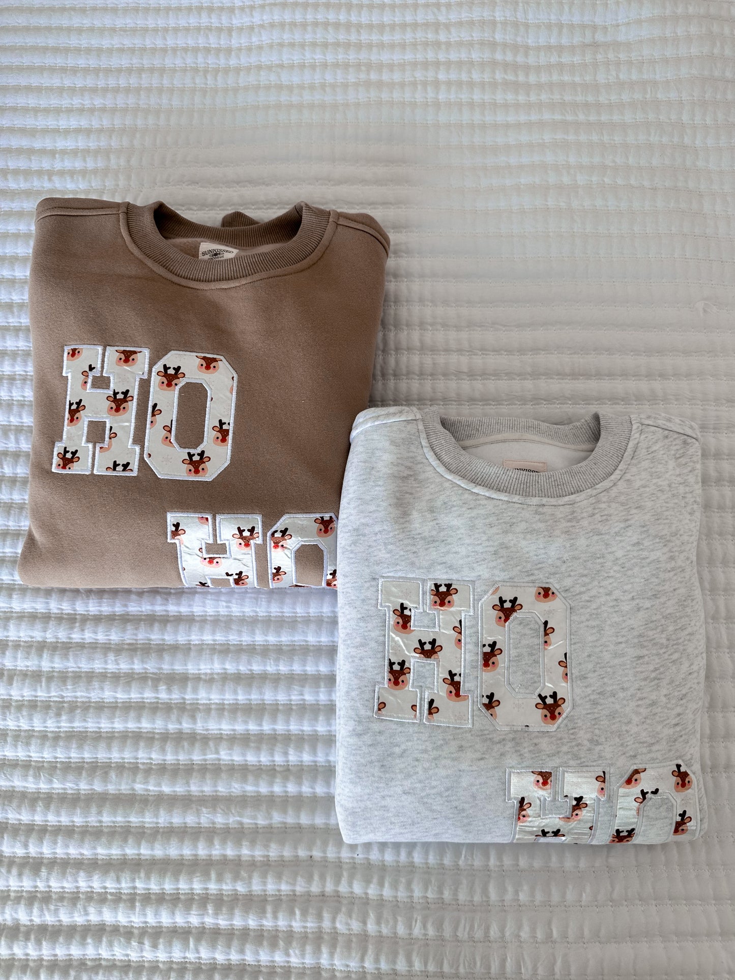HO HO HO REINDEER CHRISTMAS EMBROIDER SWEATSHIRT