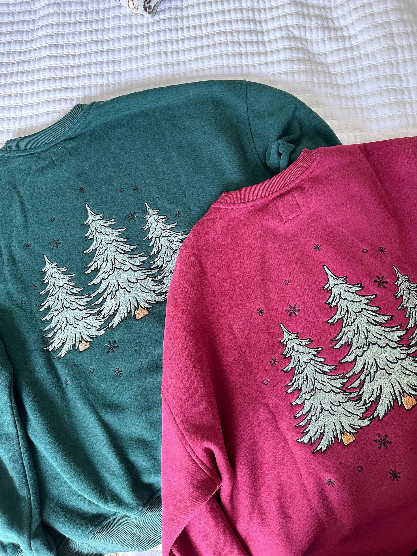 Green Christmas Tree Embroider Sweatshirt