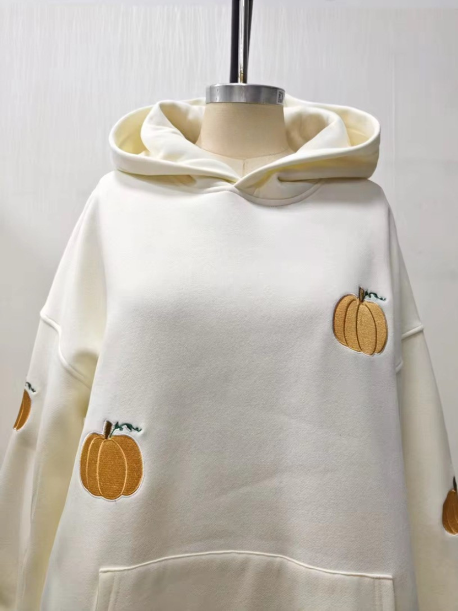 TRADESHOW Pumpkins All Over Fall Embroider Hoodie