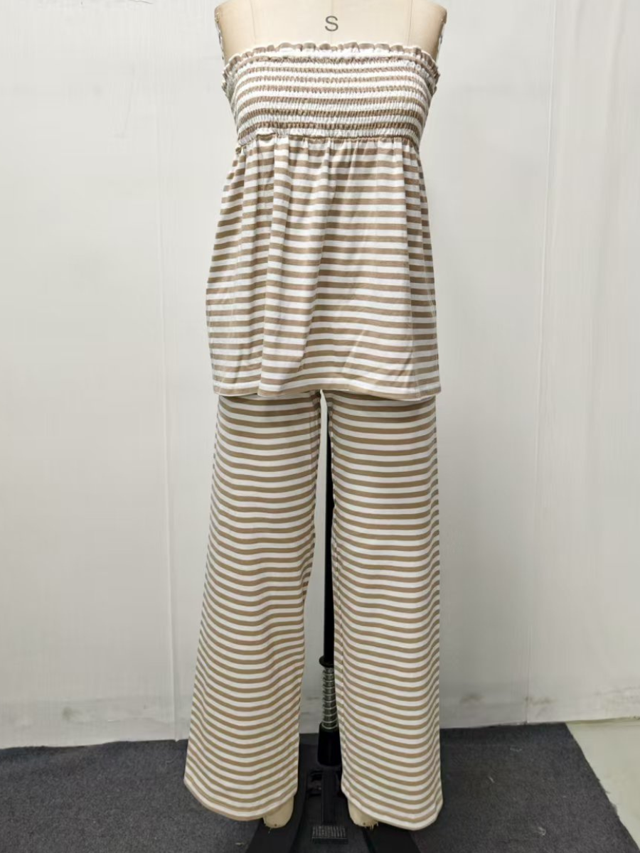 Striped Flowy Tube Top Set