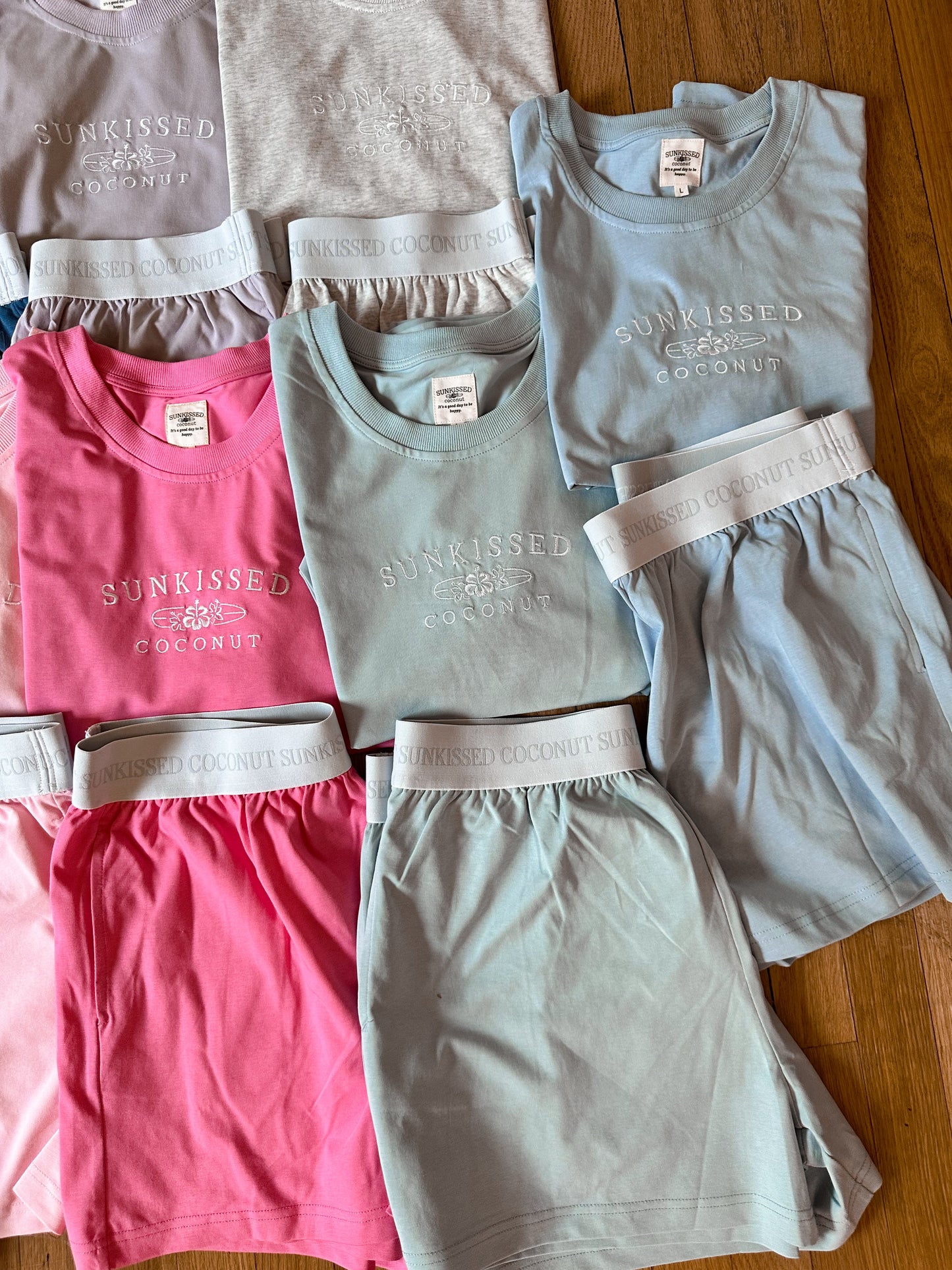 Glass Blue Basic Watercolor Embroider Tee