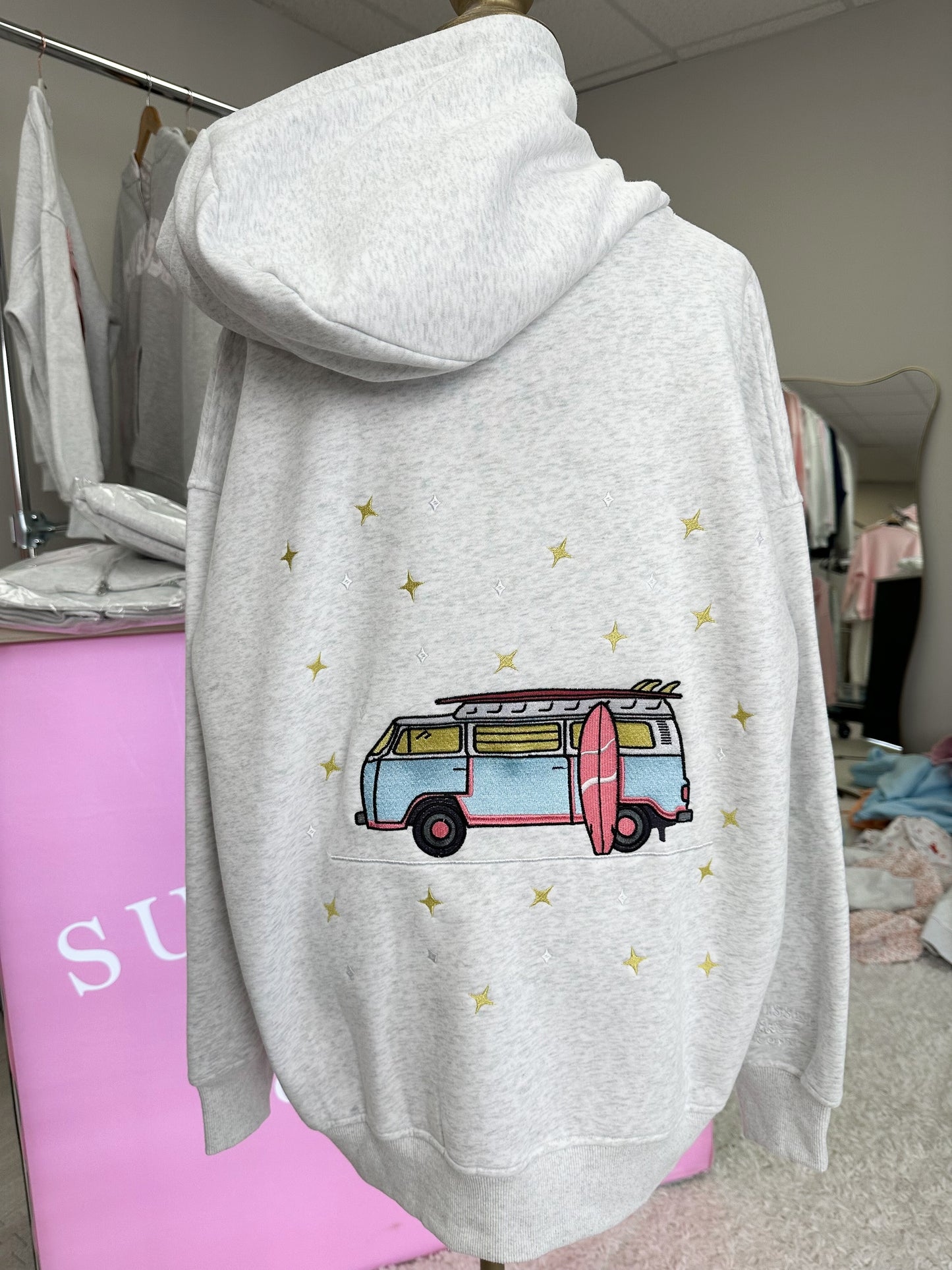 Pearl Grey Star Van Embroider Hoodie