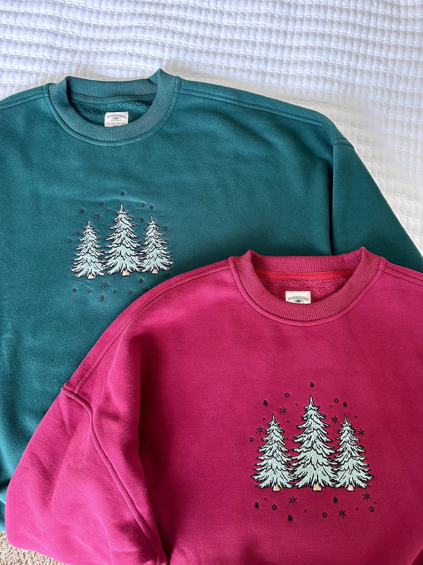 Green Christmas Tree Embroider Sweatshirt