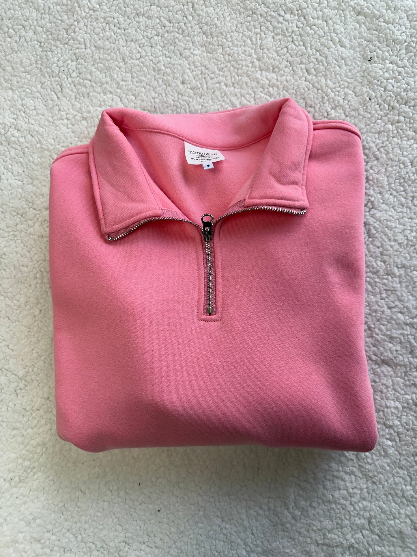Rose Pink Basic Blank Quarter-Zip Sweatshirt