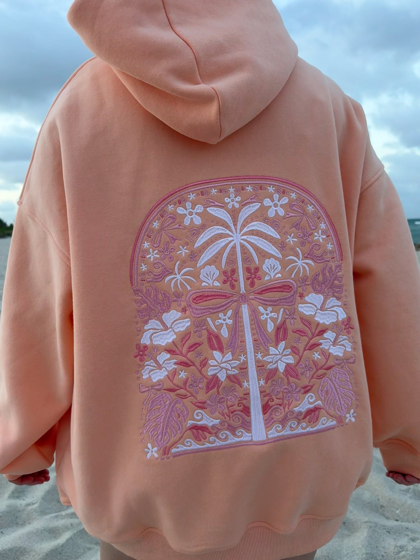 Sherbet Orange Tropical Palms Hoodie