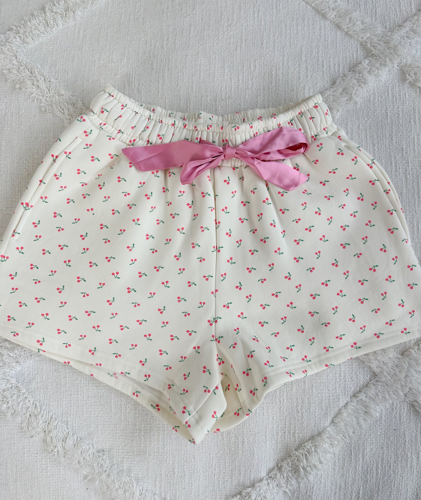 Blank Ivory Cherries All Over Shorts