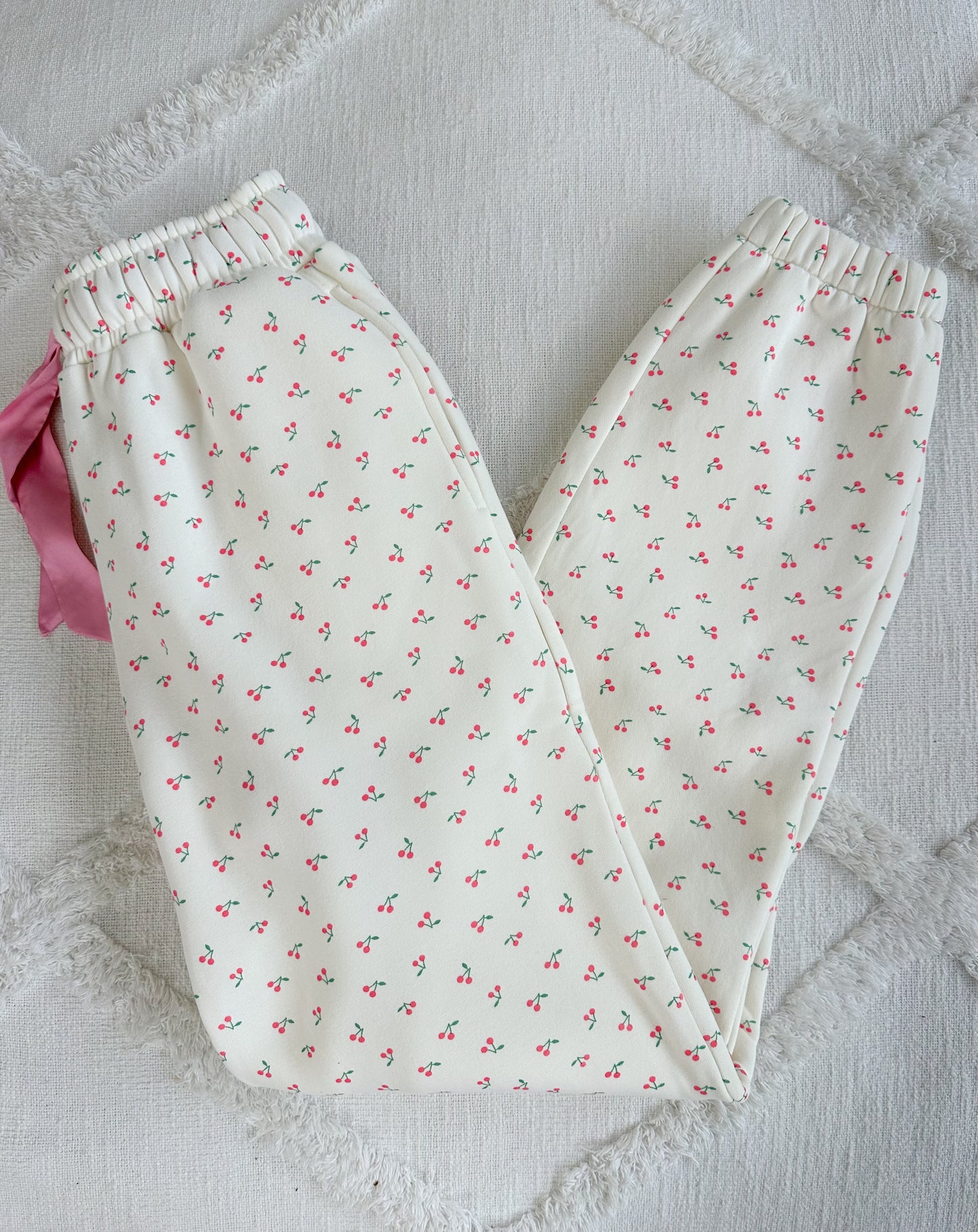Blank Ivory Cherries All Over Jogger Sweatpants