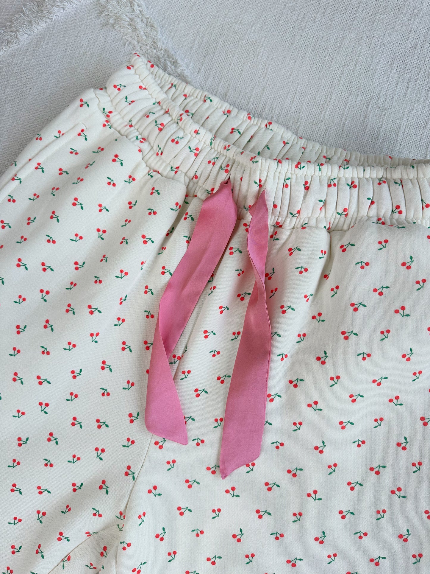 Blank Ivory Cherries All Over Jogger Sweatpants