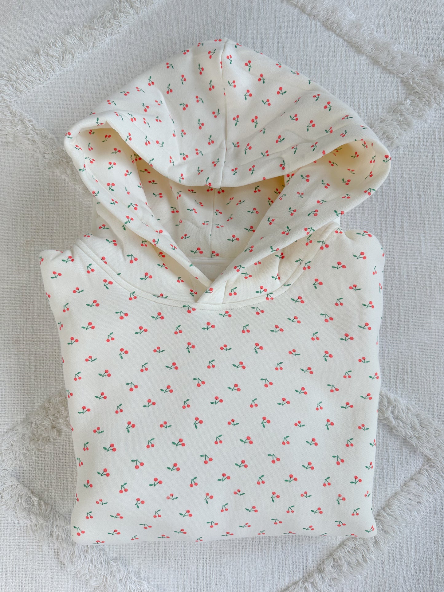 Blank Ivory Cherries All Over Hoodie
