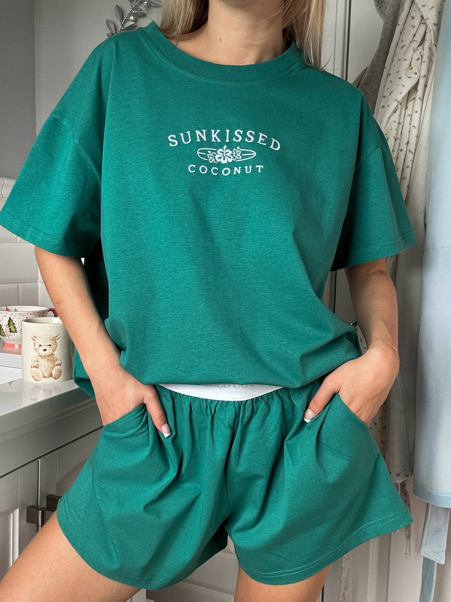 Bubbly Green Basic Watercolor Shorts