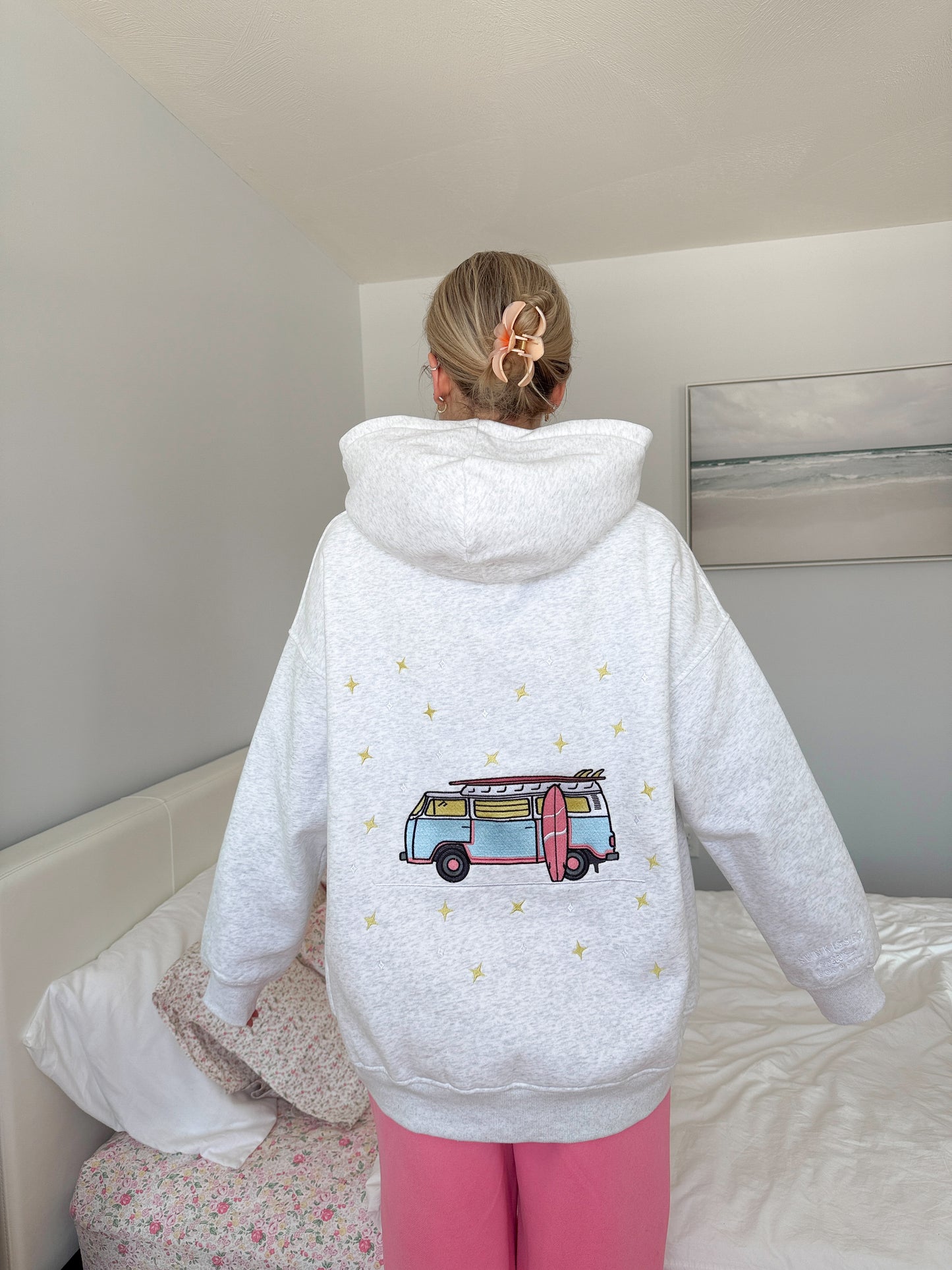 Pearl Grey Star Van Embroider Hoodie