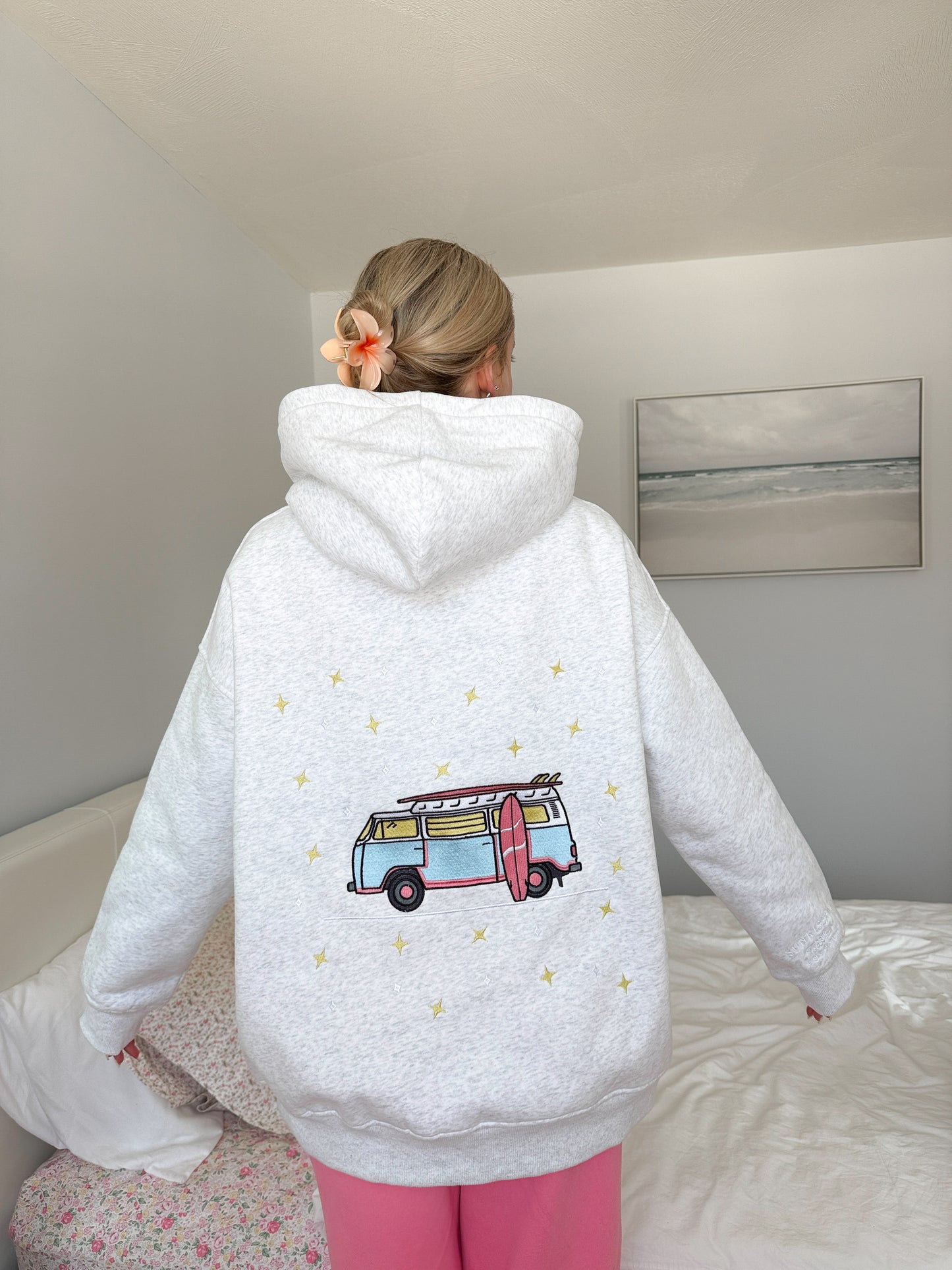 Pearl Grey Star Van Embroider Hoodie