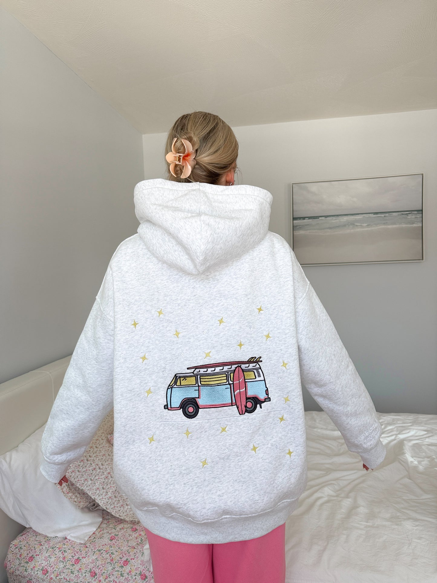 Pearl Grey Star Van Embroider Hoodie