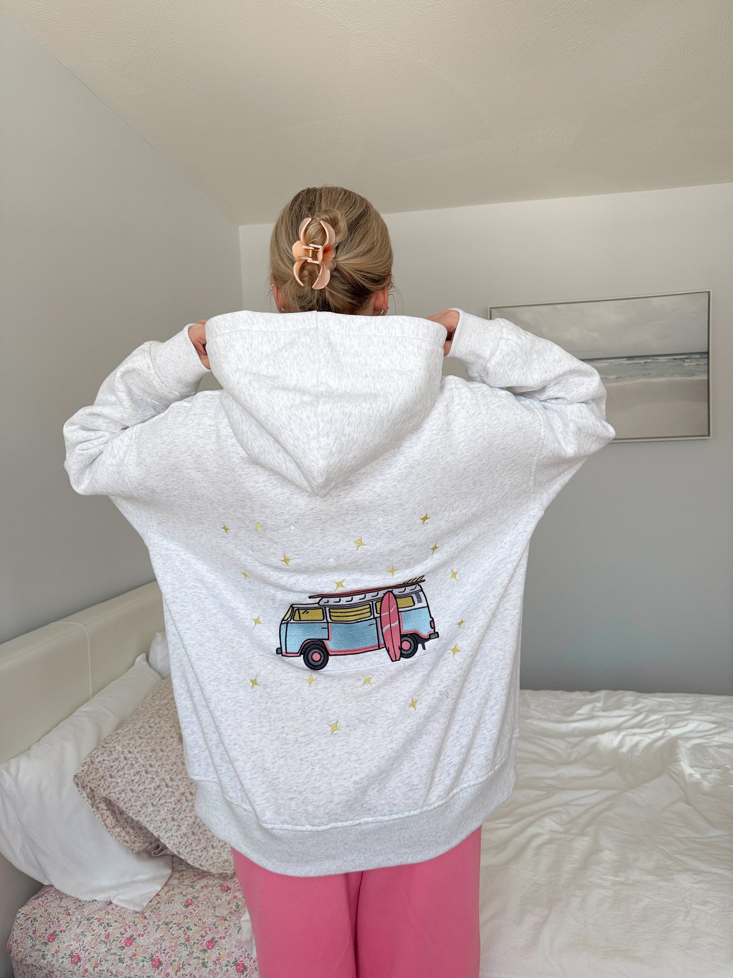 Pearl Grey Star Van Embroider Hoodie