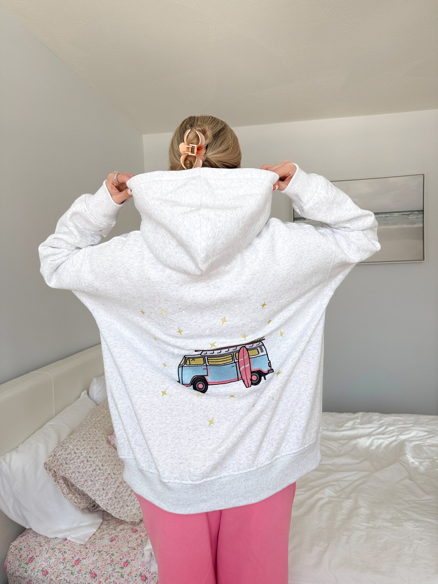 Pearl Grey Star Van Embroider Hoodie