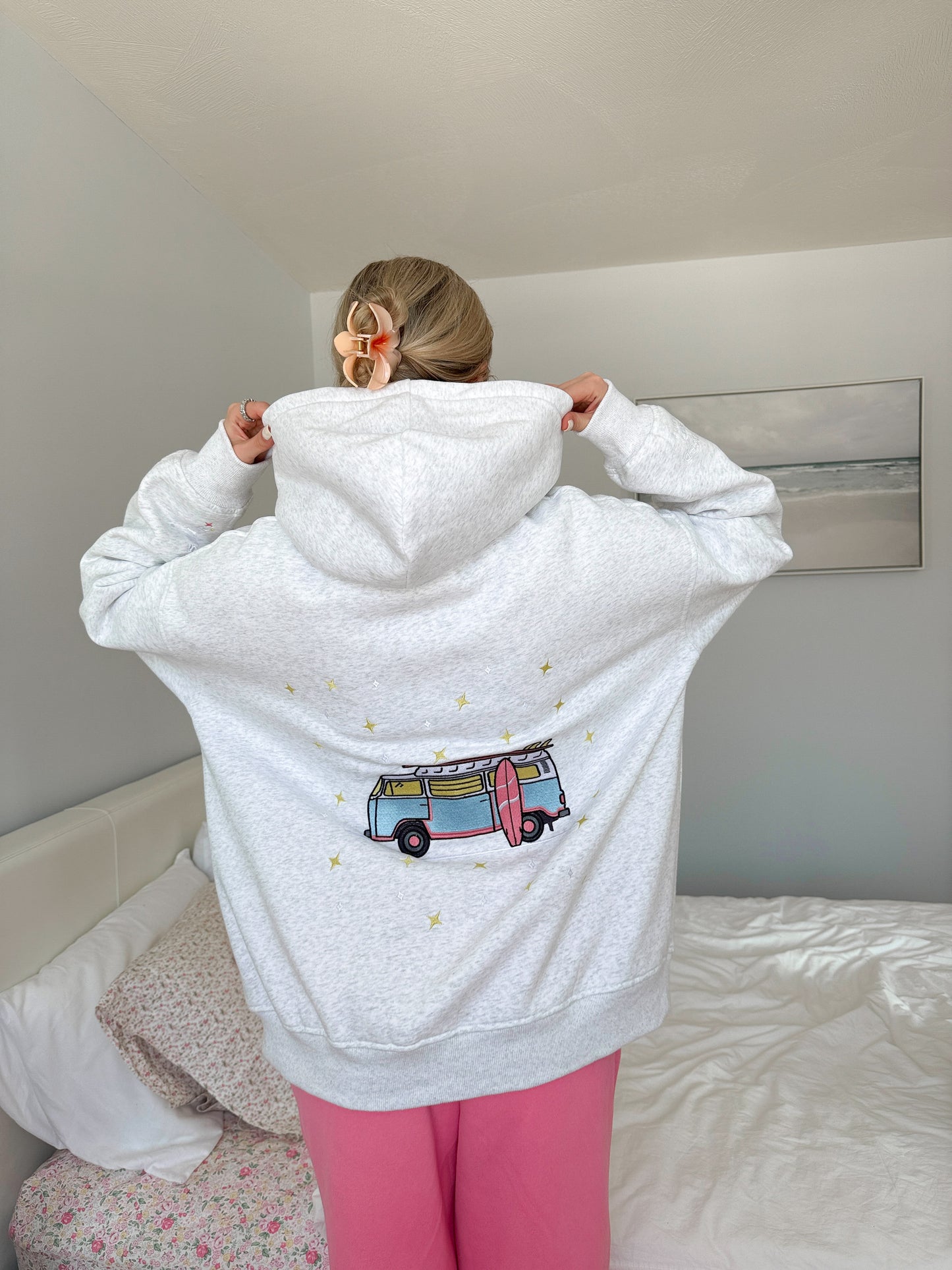 Pearl Grey Star Van Embroider Hoodie