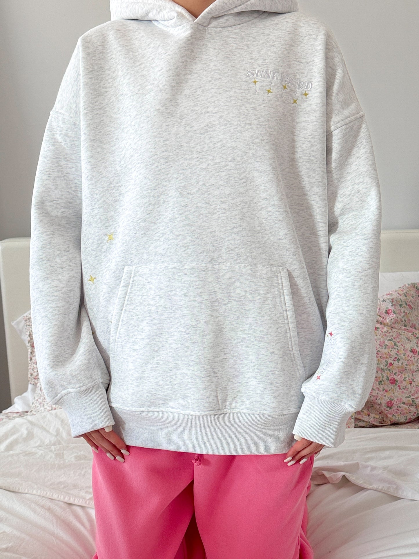 Pearl Grey Star Van Embroider Hoodie