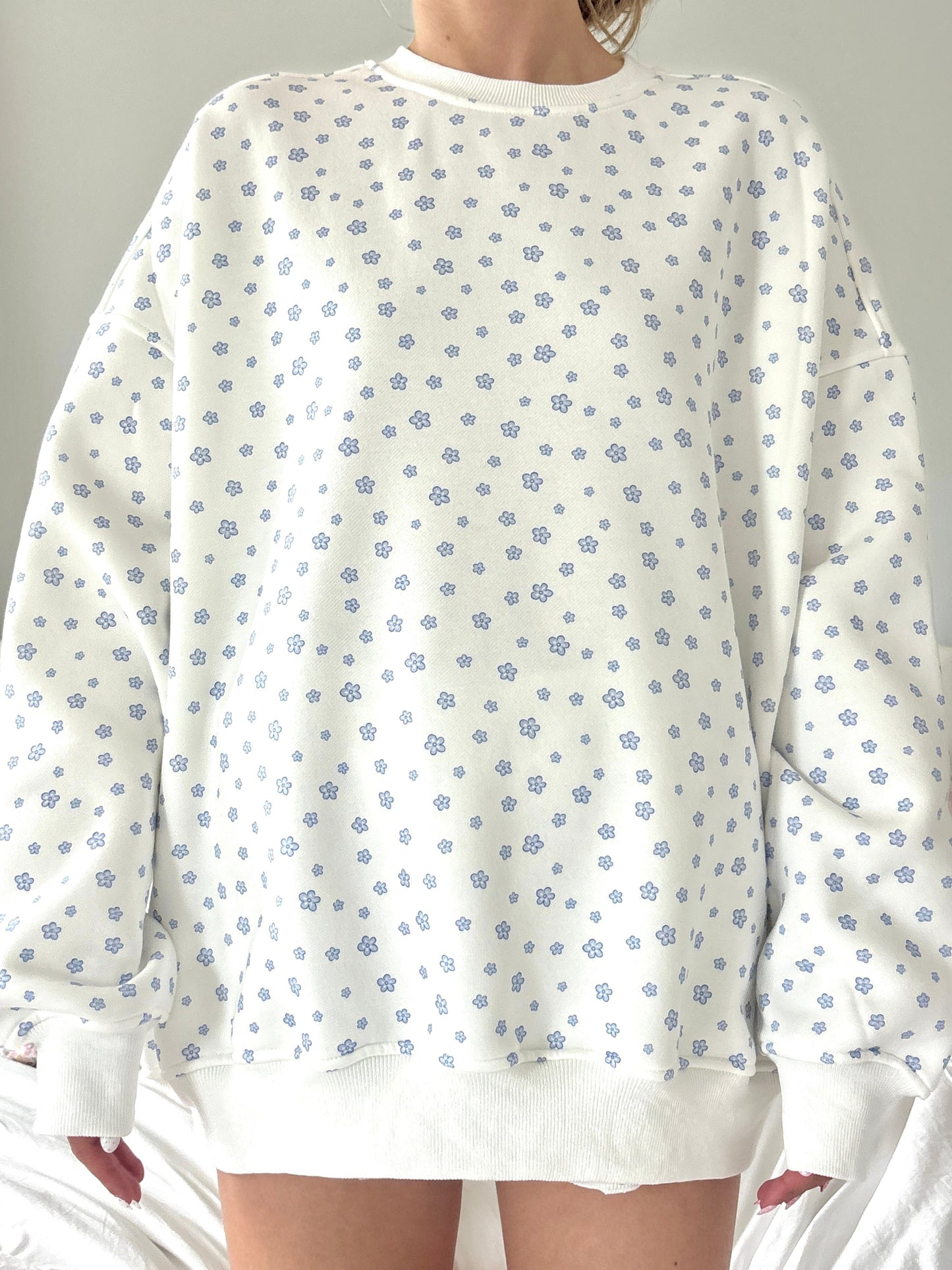 White Lilo Blue Floral Sweatshirt