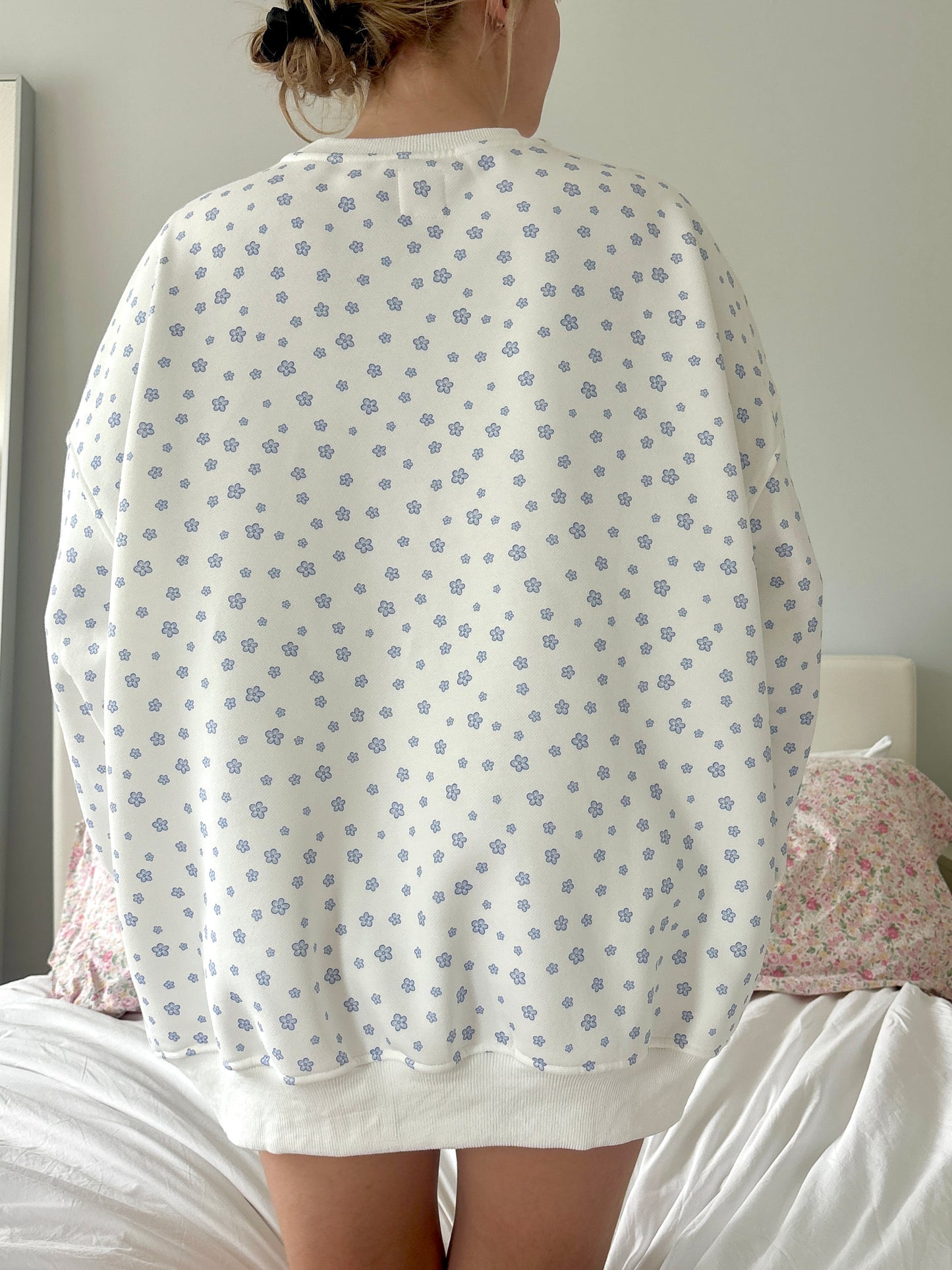 White Lilo Blue Floral Sweatshirt