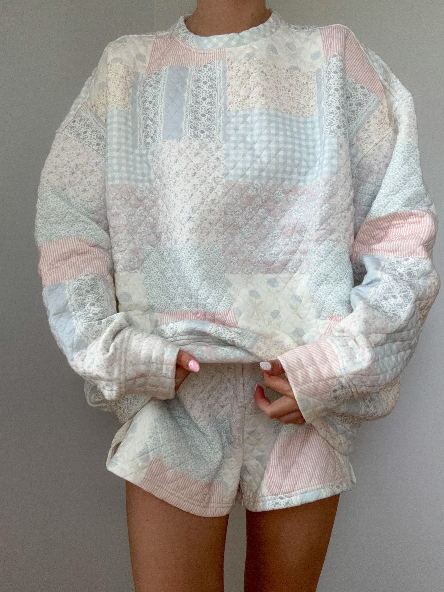 Shades Of Blue Quilted Pastel Sweatshirt