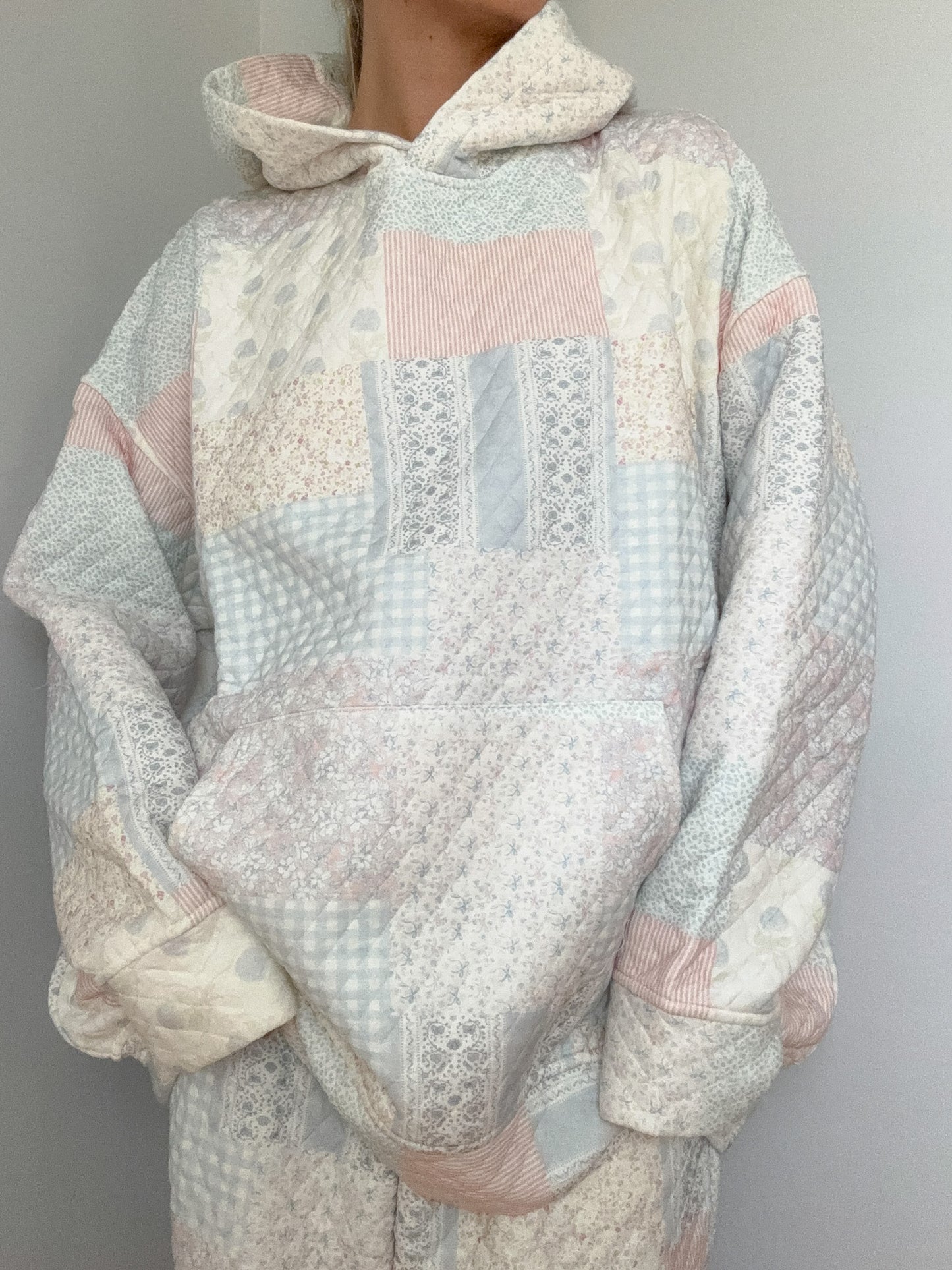 TRADESHOW Shades Of Blue Quilted Pastel Hoodie