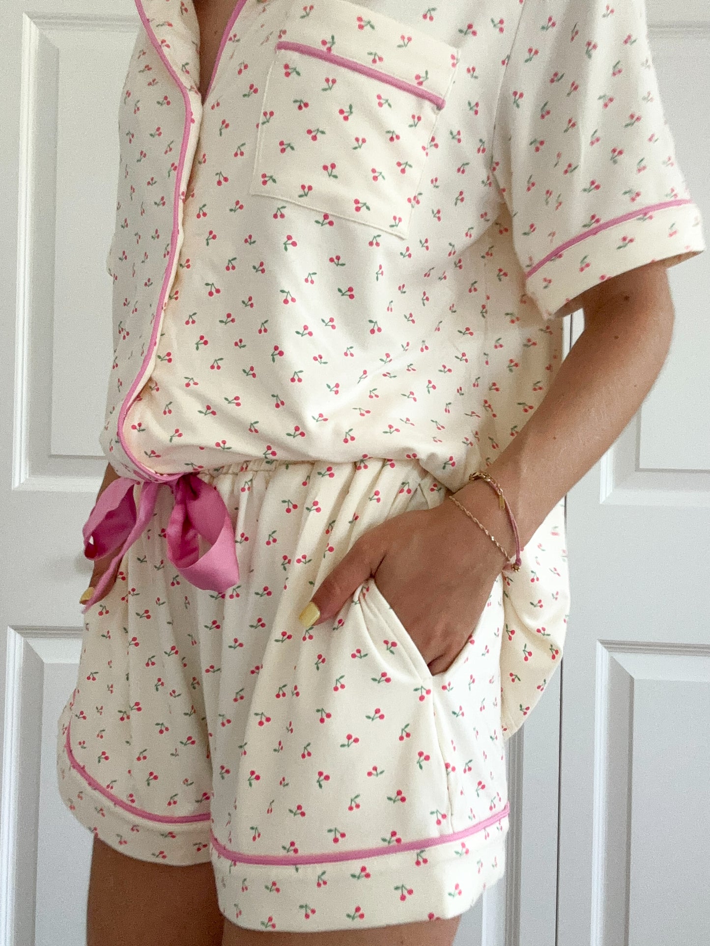 Cherries All Over Pajama Shorts