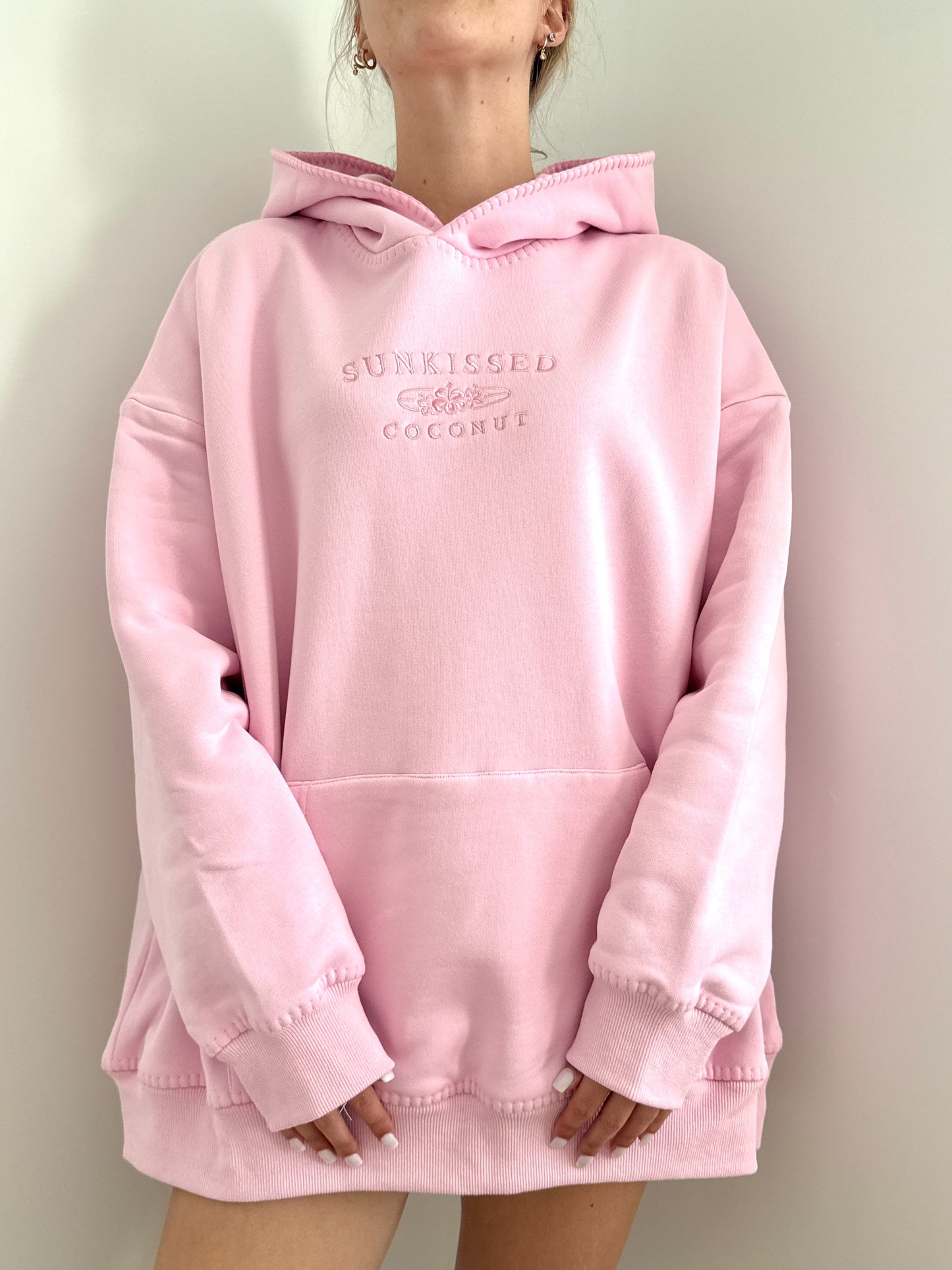 Light Pastel Magenta Stitched Sunkissedcoconut Logo Hoodie 100% Cotton