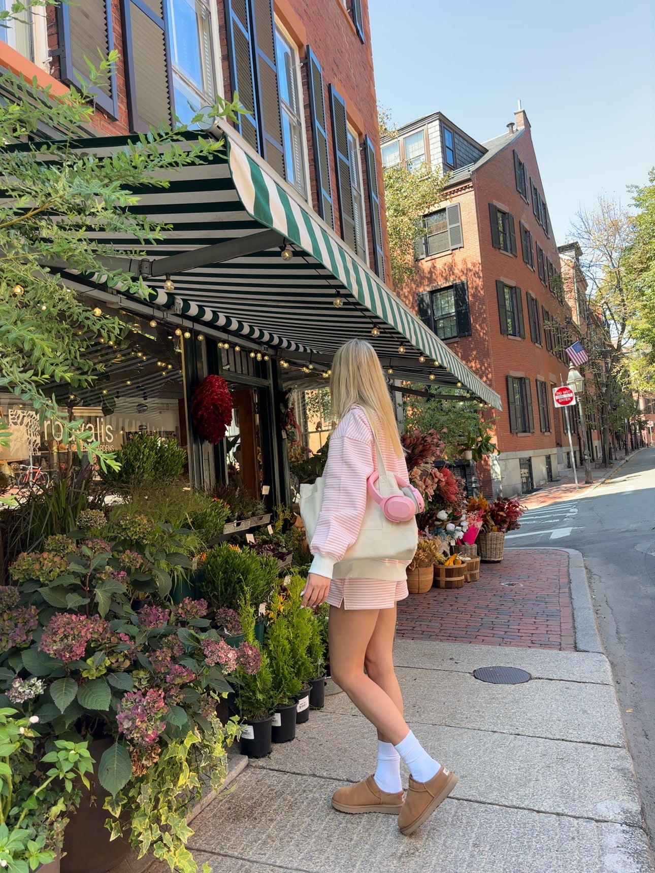 Light Pink and White Big Striped Mockneck Sweatshirt