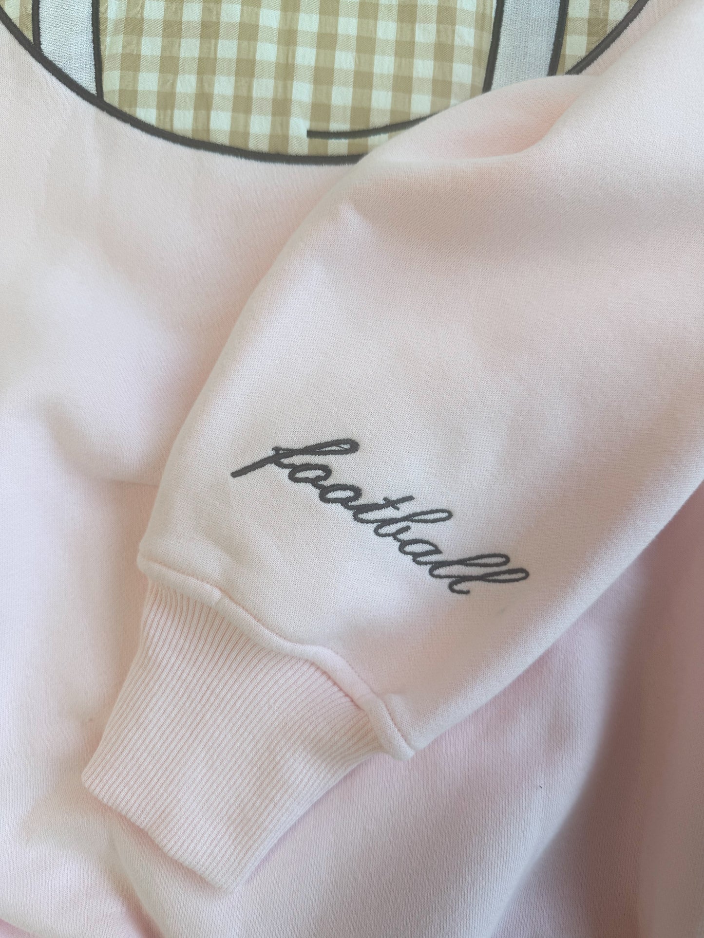 Light Pink Game Day Gingham Football Embroider Sweatshirt