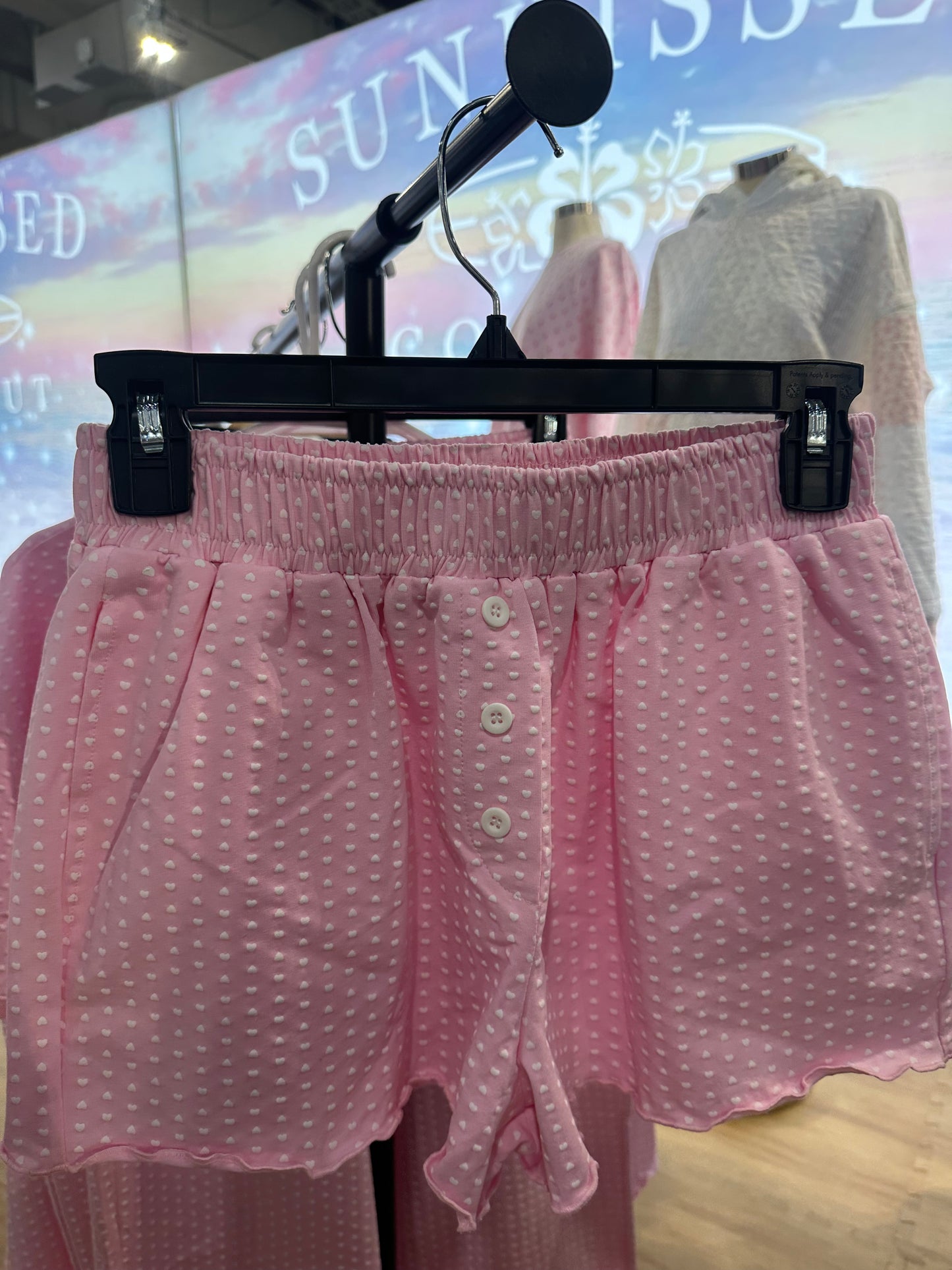 TRADESHOW Pink and White Hearts Pajama Shorts