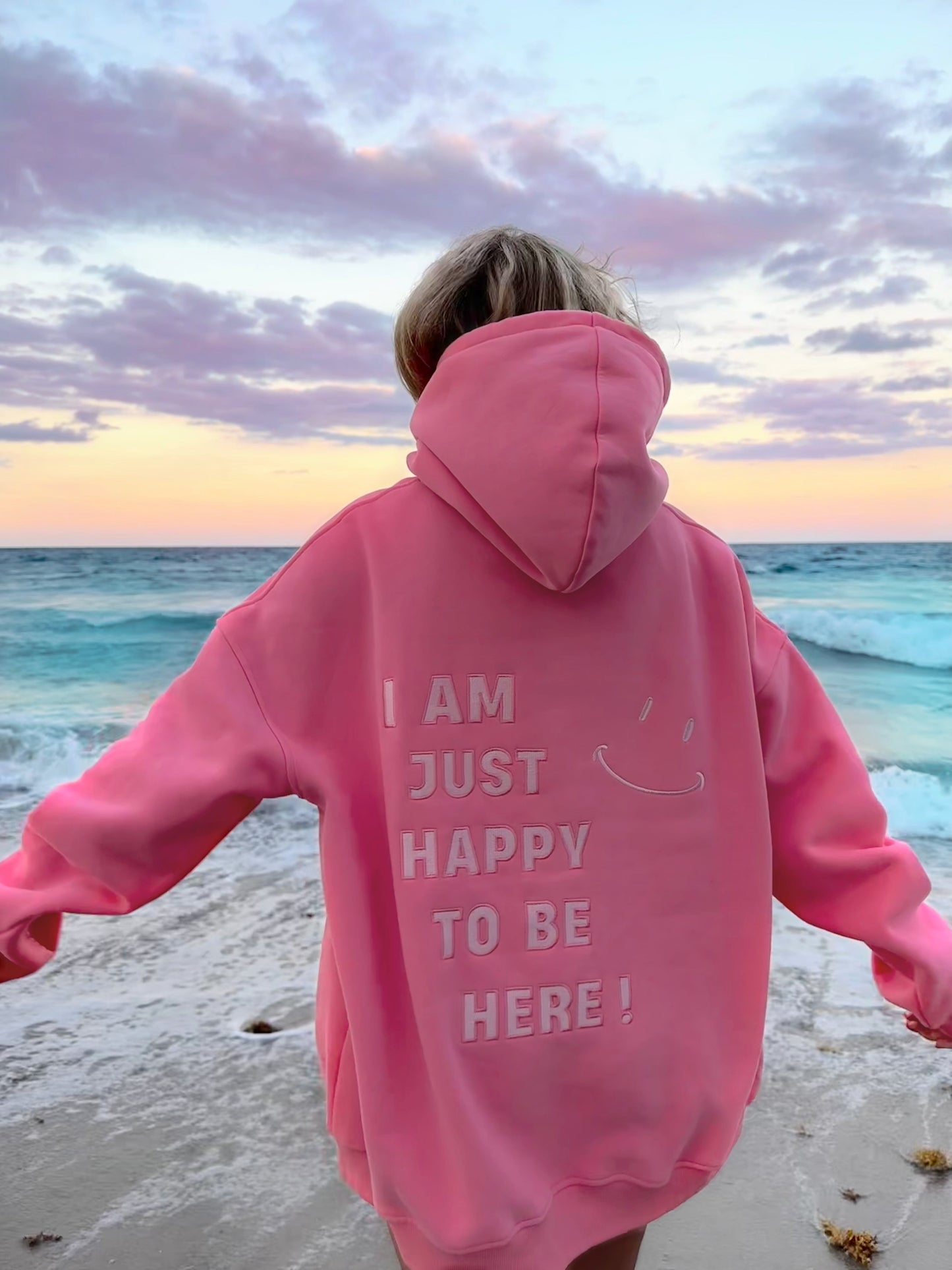 I Am Just Happy To Be Here Embroider Hoodie